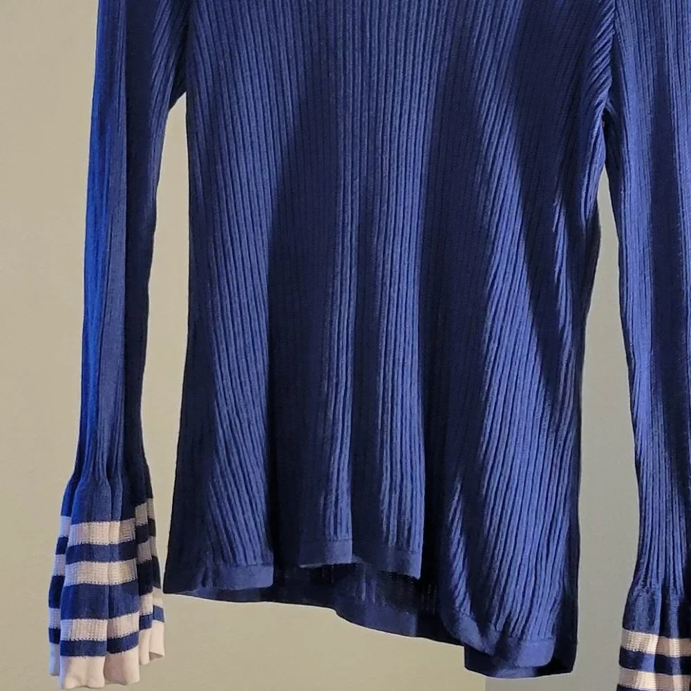 INC WOMENS BLUE FLARED LONG SLEEVE SWEATER - Picture 6 of 9